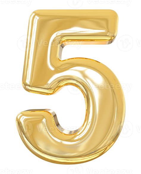 Number 5 Gold 3d 9313566 Png