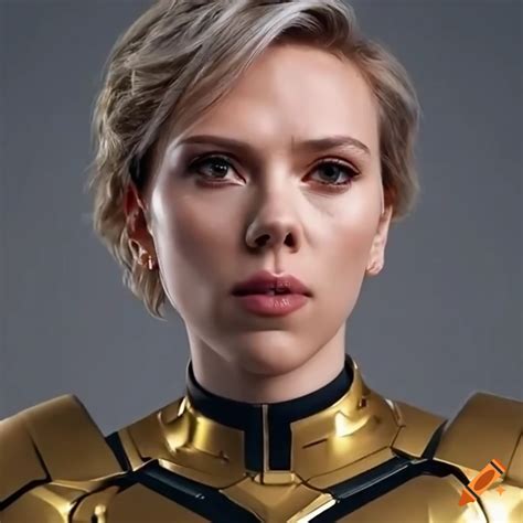 Portrait Of A Futuristic Woman In Red And Gold Armor On Craiyon