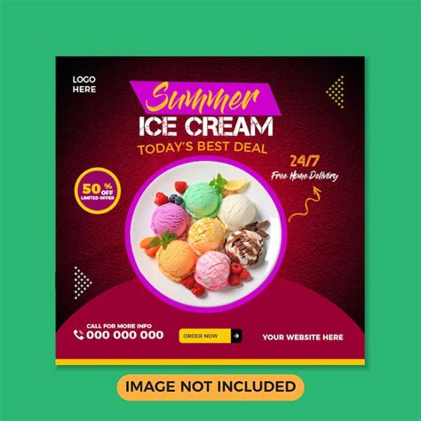 Premium PSD Psd Special Delicious Ice Cream Social Media Post Design