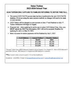 Seton Tuition Options 2023-2024 | Seton School Manassas