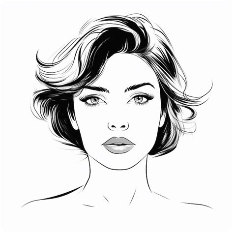 Un Dessin D Une Femme Aux Cheveux Longs Photo Premium