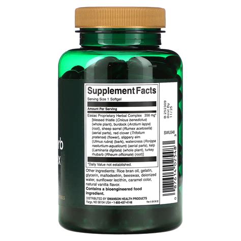 Swanson Essiac Eight Herb Complex Mg Softgels