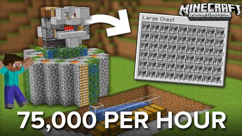 How To Make Easiest Automatic Cobblestone Farm In Minecraft Pe 1 19