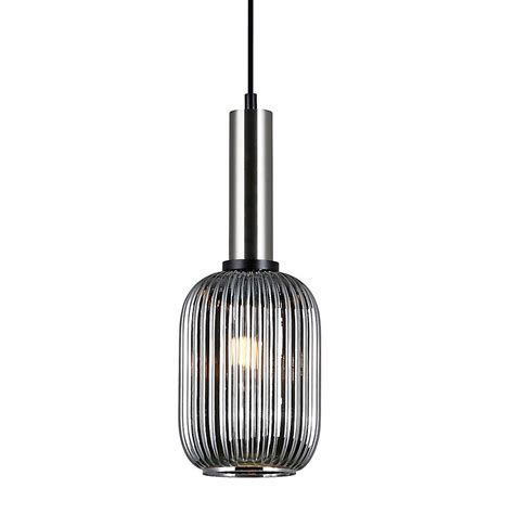 Luminosa Modern Hanging Pendant Satin Nickel 1 Light With Glass Smoky Shade E27 Diy At Bandq