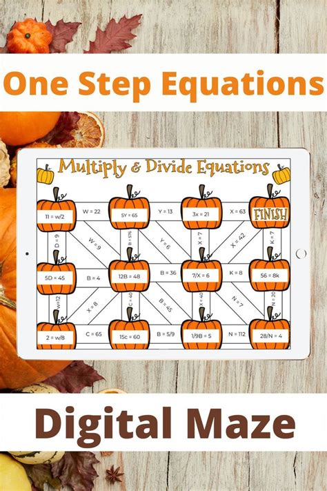 Solving One Step Equation Digital Maze Add Subtract Multiply