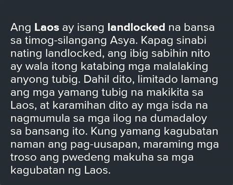 Yamang Gubat Ng Laos Yamang Tubig Ng Laos Brainly Ph