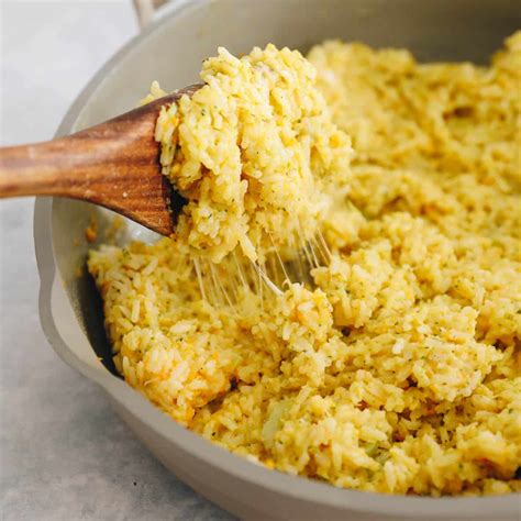 One Pan Cheesy Rice With Broccoli The Healthy Maven