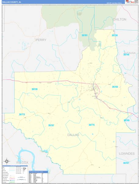 Dallas County Al Carrier Route Wall Map Basic Style By Marketmaps