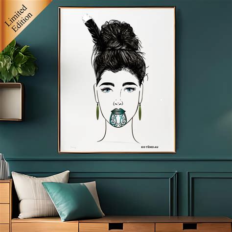 New Zealand Art Print Of Maori Woman With Moko Kauae Beautiful Maori