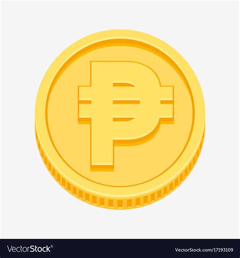 Philippine Peso Currency Symbol On Gold Coin Vector Image