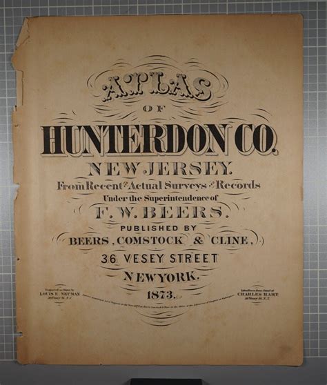 Original 1873 map of Hunterdon County and Somerset County, New Jersey