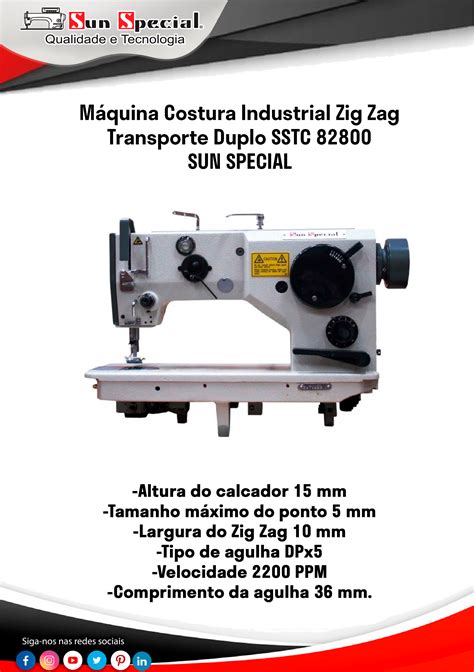 Máquina de Costura Industrial Zigue Zague SSTC 82800 Altura do