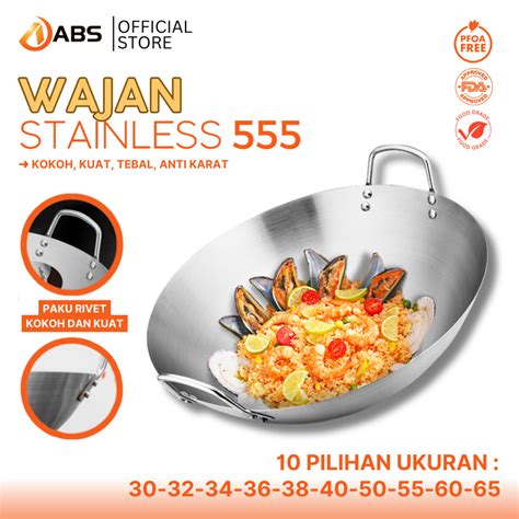 Jual Abs Cod Wajan Stainless Tebal Kuali Premium Dengan Pegangan