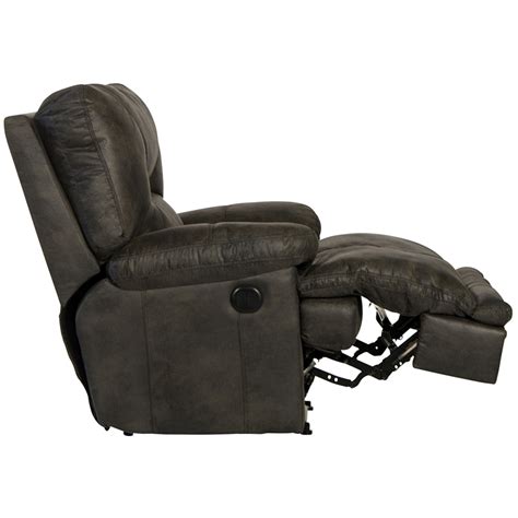 Catnapper Voyager Power Lay Flat Recliner In Slate Gray Polyester Fabric