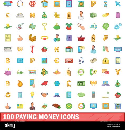 100 Paying Money Icons Set Cartoon Style Stock Vector Image And Art Alamy