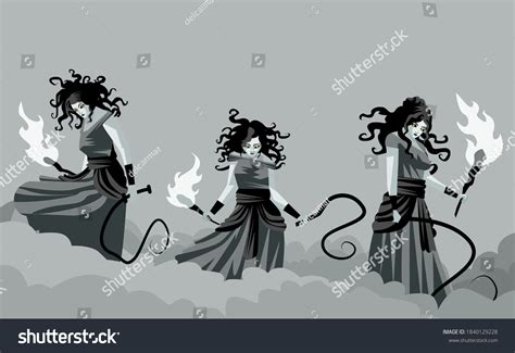 Erinyes Furies Greek Mythology Goddesses Vengeance Stock Vector