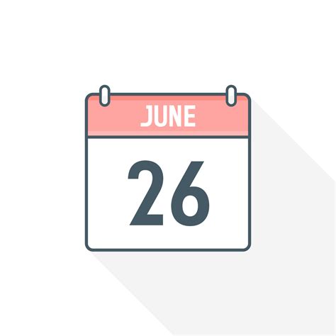 26th June calendar icon. June 26 calendar Date Month icon vector ...