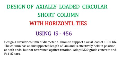 Design Of A Axially Loaded Circular Short Column YouTube