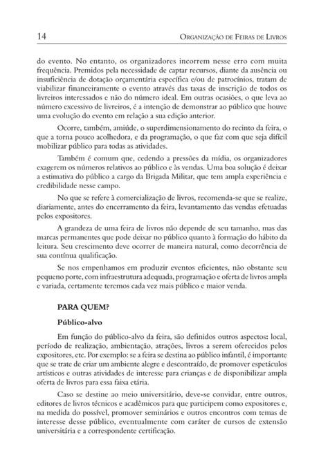 Como Organizar Feiras De Livros PDF