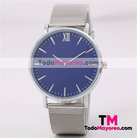 Reloj Plata Extensible Metal Mesh Caratula Azul Con Numeros Romanos