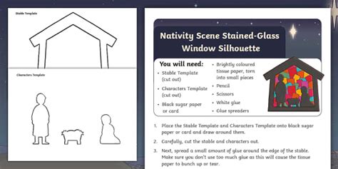 Nativity Scene Stained Glass Window Silhouette Craft