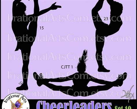 Cheer Stunt Team Silhouettes Set 9 With 9 Png Digital Files Etsy