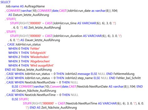 Sql Server Agent Auftragsdetails Mit Sql Ermitteln Data Warehousing