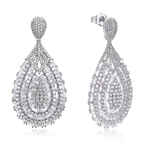 Hyperbole Water Drop Earrings Brides Elegant Luxury Aaa Cubic Zirconia