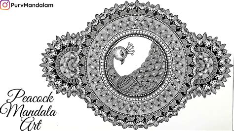 Peacock Mandala Art How To Draw Mandala Peacock Zentangle Step By Step Mandala Tutorial