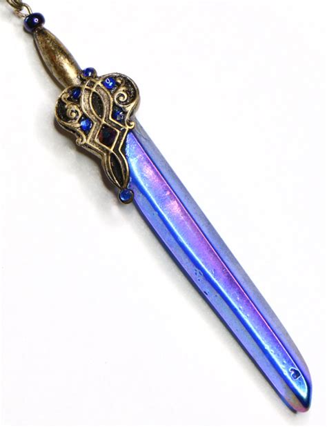 Crystal Sword Necklace - Mystic Blue