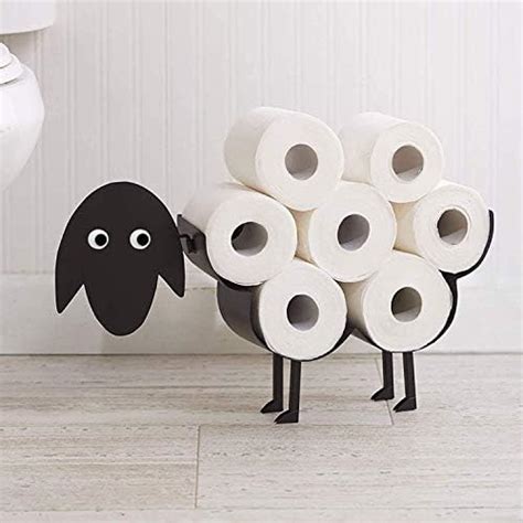 Novelty Black Metal Sheep Toilet Roll Holder Wall Mounted Free