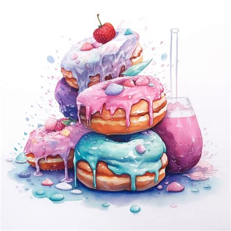 Premium AI Image A Drawing Of A Bunch Of Donuts With Different