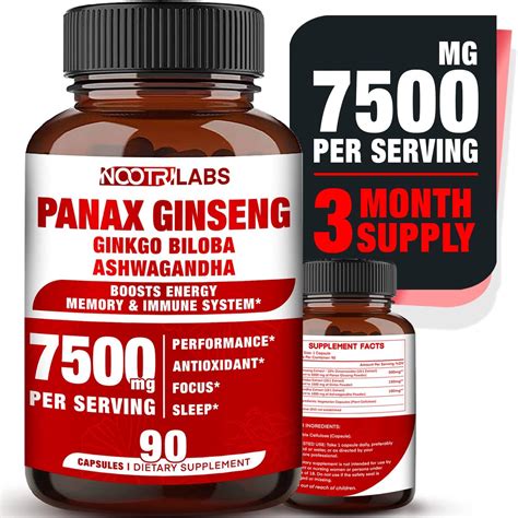 Korean Red Panax Ginseng 7500mg Highest Potency With Ginkgo