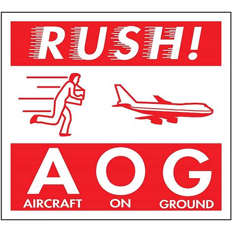 Air Labels - "Rush! AOG/Aircraft on Ground", 4 x 4" S-8250 - Uline