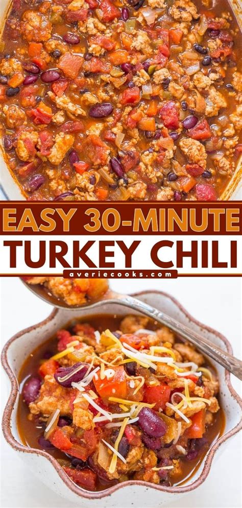 The Best Healthy Turkey Chili Recipe 30 Minutes Averie Cooks