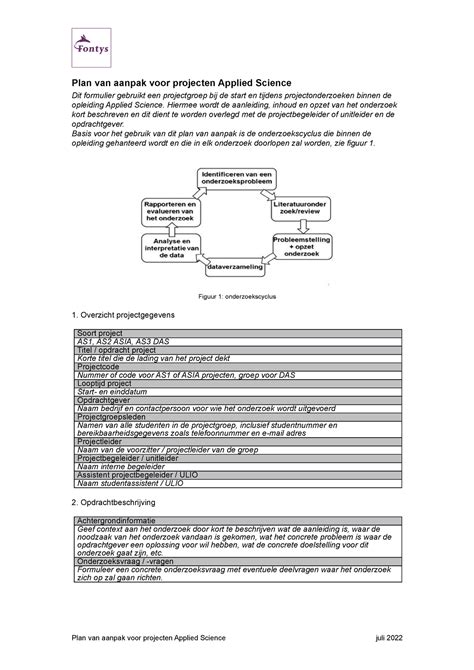 Format Plan Van Aanpak Projecten As Plan Van Aanpak Voor Projecten