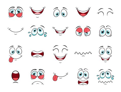 Cartoon Eye Mouth Gesture Set Vector Art Art Clipart Mouth Clipart