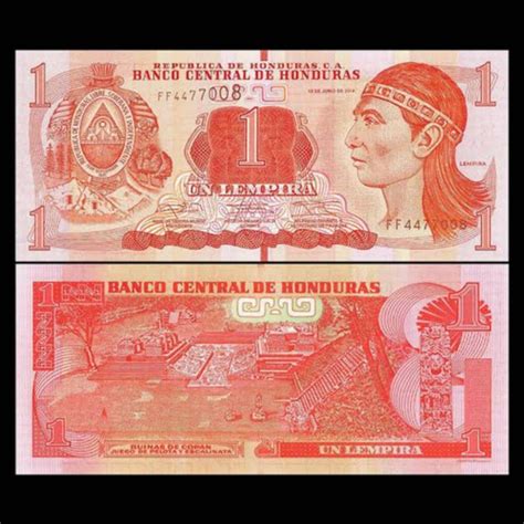 Jual UANG HONDURAS 1 LEMPIRA 2014 UNC ORIGINAL BANKNOTE Kab Kediri