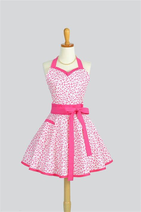 Sweetheart Retro Apron Sexy Womens Apron Pretty Pink Petals Etsy