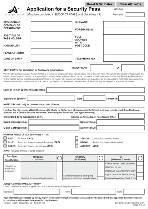 Application For A Security Pass Jersey Airport