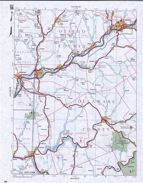 Map of Delaware County, New York state. Detailed image map of Delaware