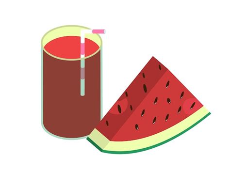 Premium Vector A Glass Of Watermelon Juice With A Slice