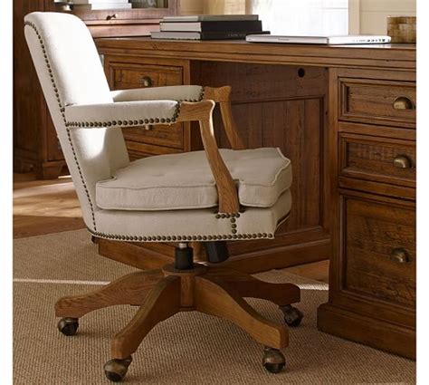 Brock Upholstered Swivel Desk Chair Pottery Barn