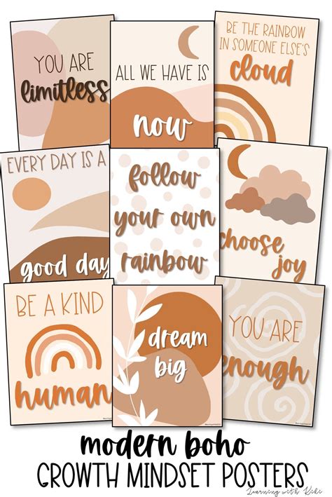 Modern Boho Classroom Decor Growth Mindset Posters Desert Neutrals Growth Mindset Posters