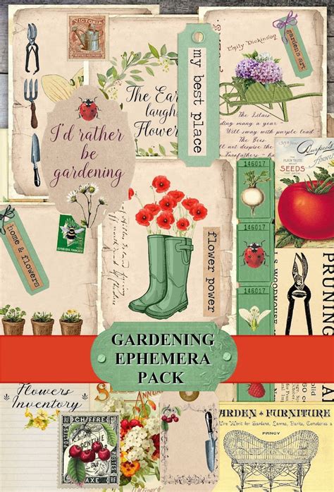 Junk Journal Ephemera Gardening Ephemera Pack Garden Ephemera Etsy