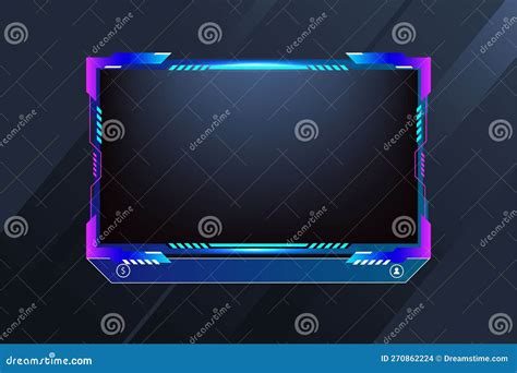 Live Screen Border And Button Decoration Vector For Gamers Screen Overlay Panel Design With