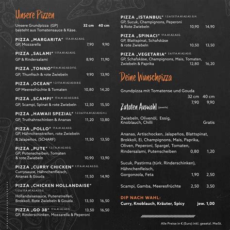 Menu At Pizzago Bremen
