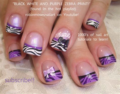 Nail Art By Robin Moses Zebra Nails Purple Zebra Nails Zebra Tip