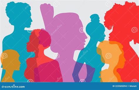 Silhouette Profile Group Of Women Of Diverse Culture Diversity Multi