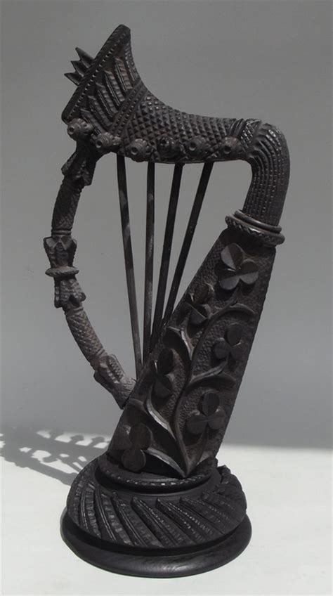 725 Hand Carved Bog Oak Irish Harp Late 19th Ct Antiques From